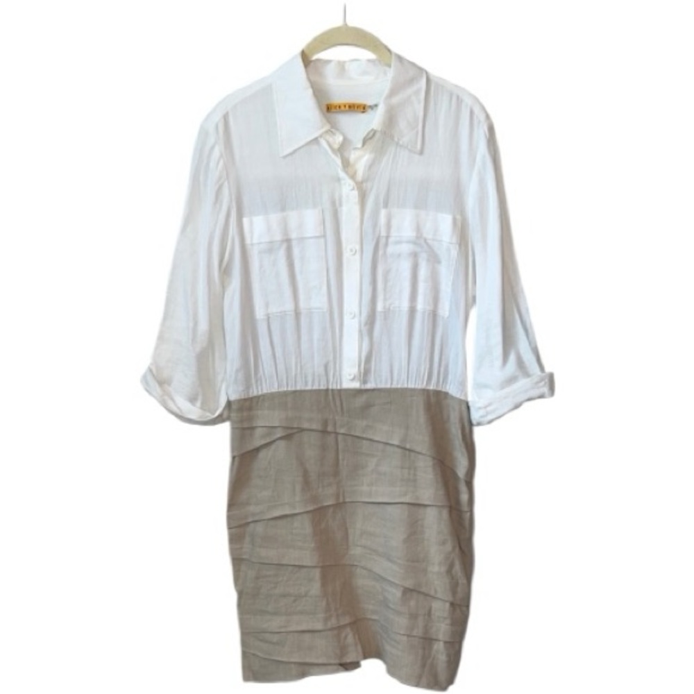 Alice + Olivia Utilitarian Button Front Linen Blend Dress Size L